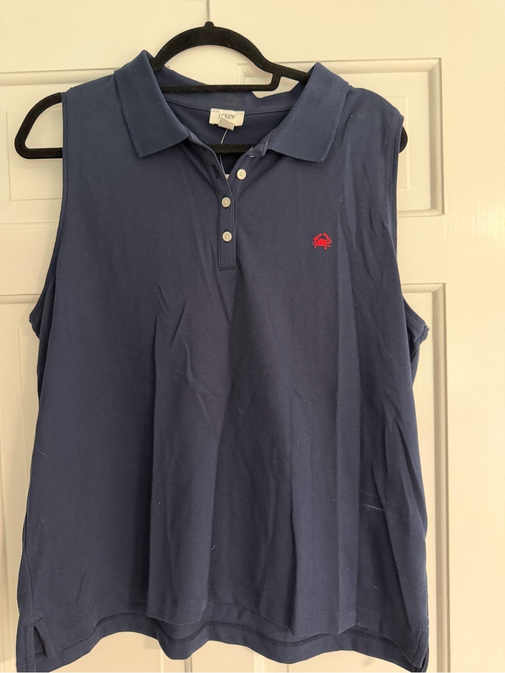 J. Crew Navy Sleeveless Polo with Red Crab Motif
